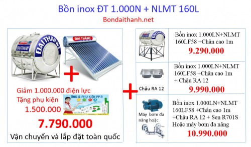 Bồn inox Đại Thành 1000N+NLMT160L