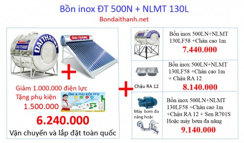 Bồn inox Đại Thành 500N+NLMT130L
